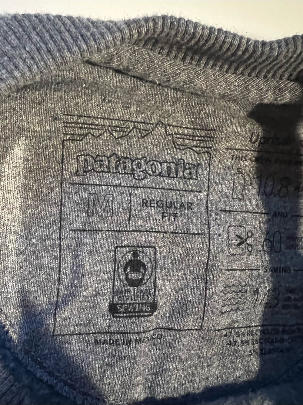 Patagonia Men's Crewneck Sweatshirt - Heather Gray with Multicolor Logo - Picture 3 of 3